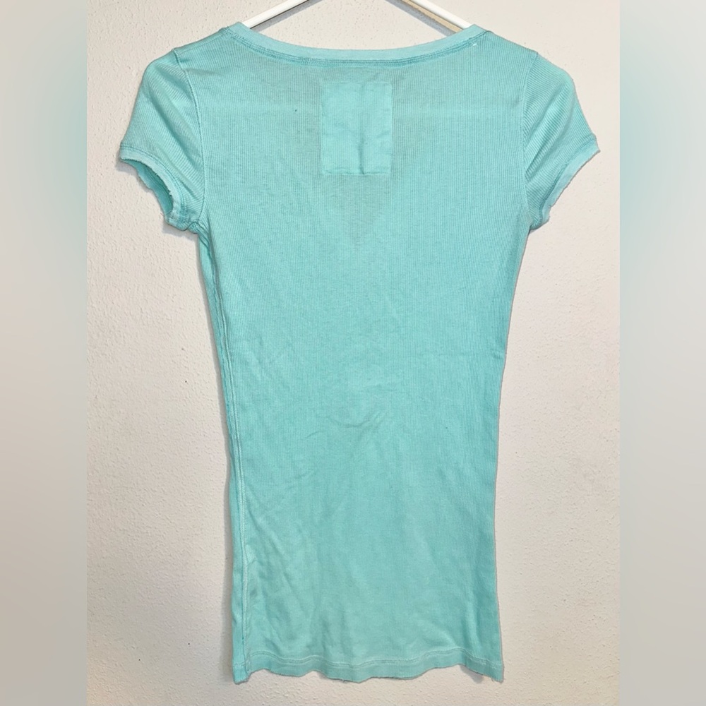 Hollister Blue Short-Sleeve Henley Tee - Picture 3 of 3